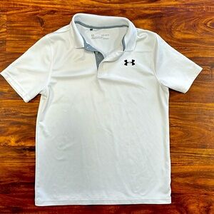 Under Armour youth boys white logo polo size large.